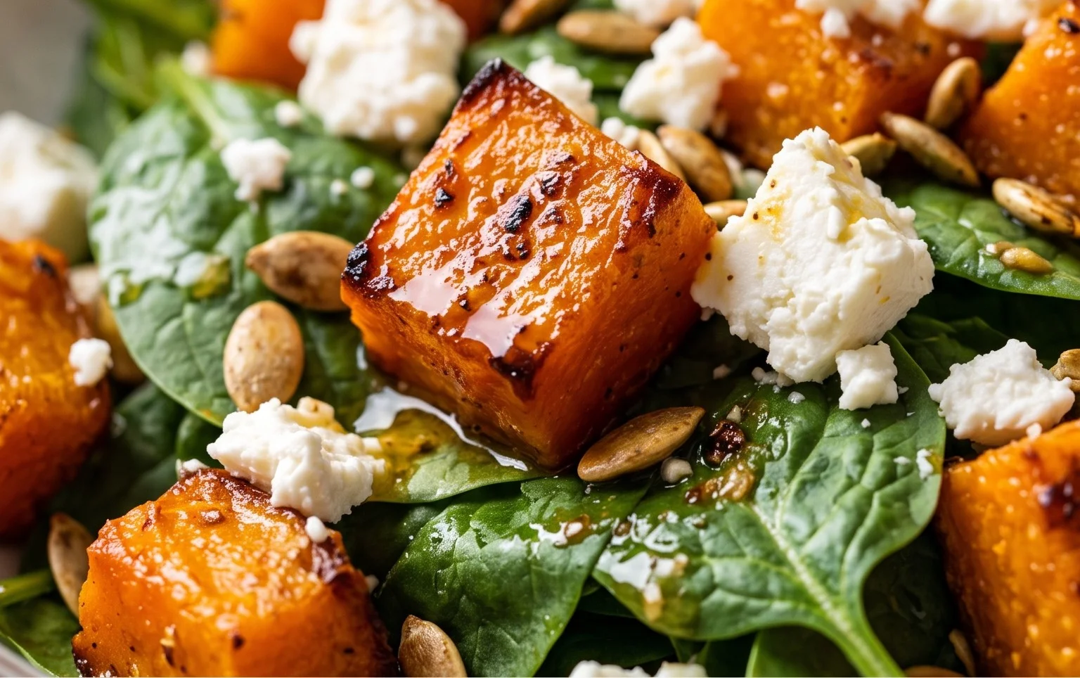 Roast Pumpkin, Spinach and Feta Salad